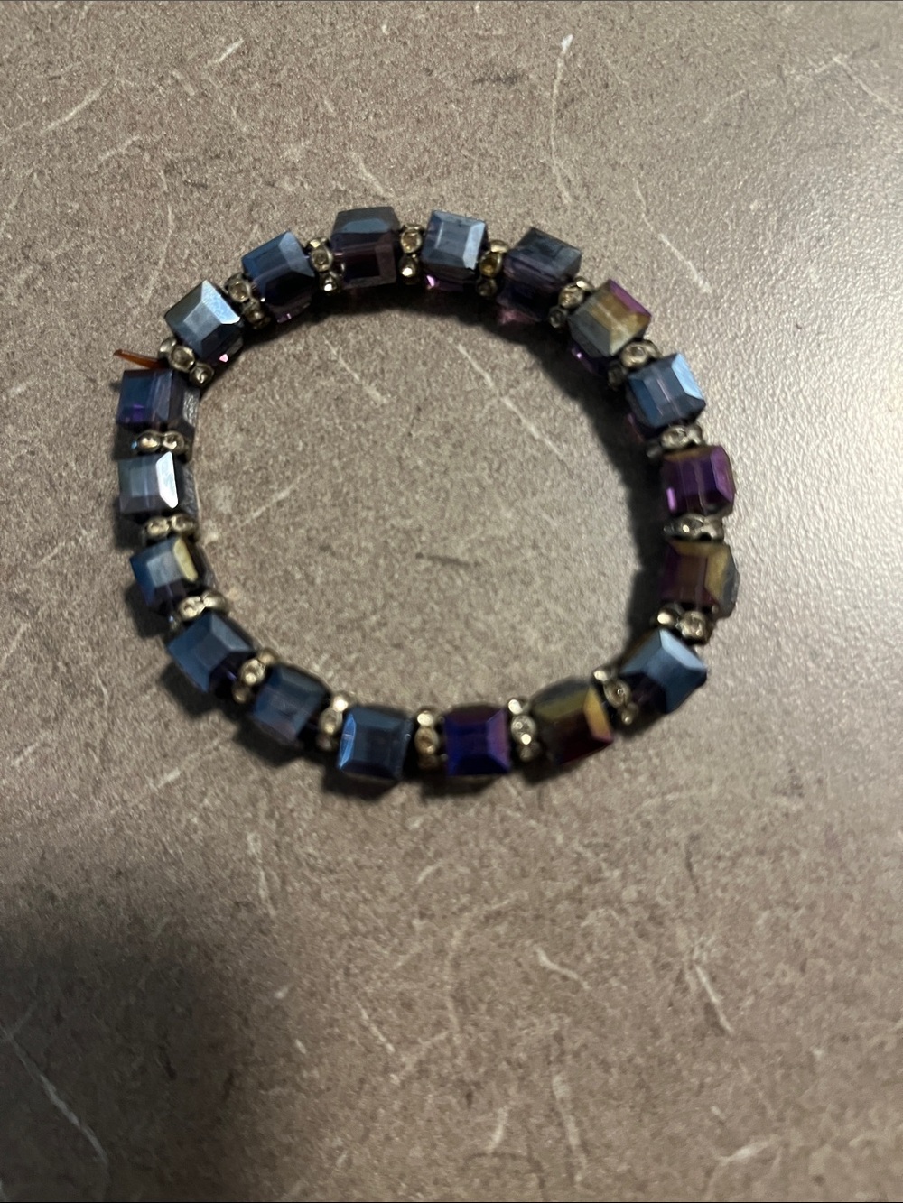 Iridescent Faceted Bead Stretch Bracelet - Blue/Black/Purple